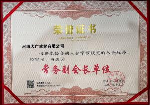 2019年度 常務(wù)副會長單位 證書